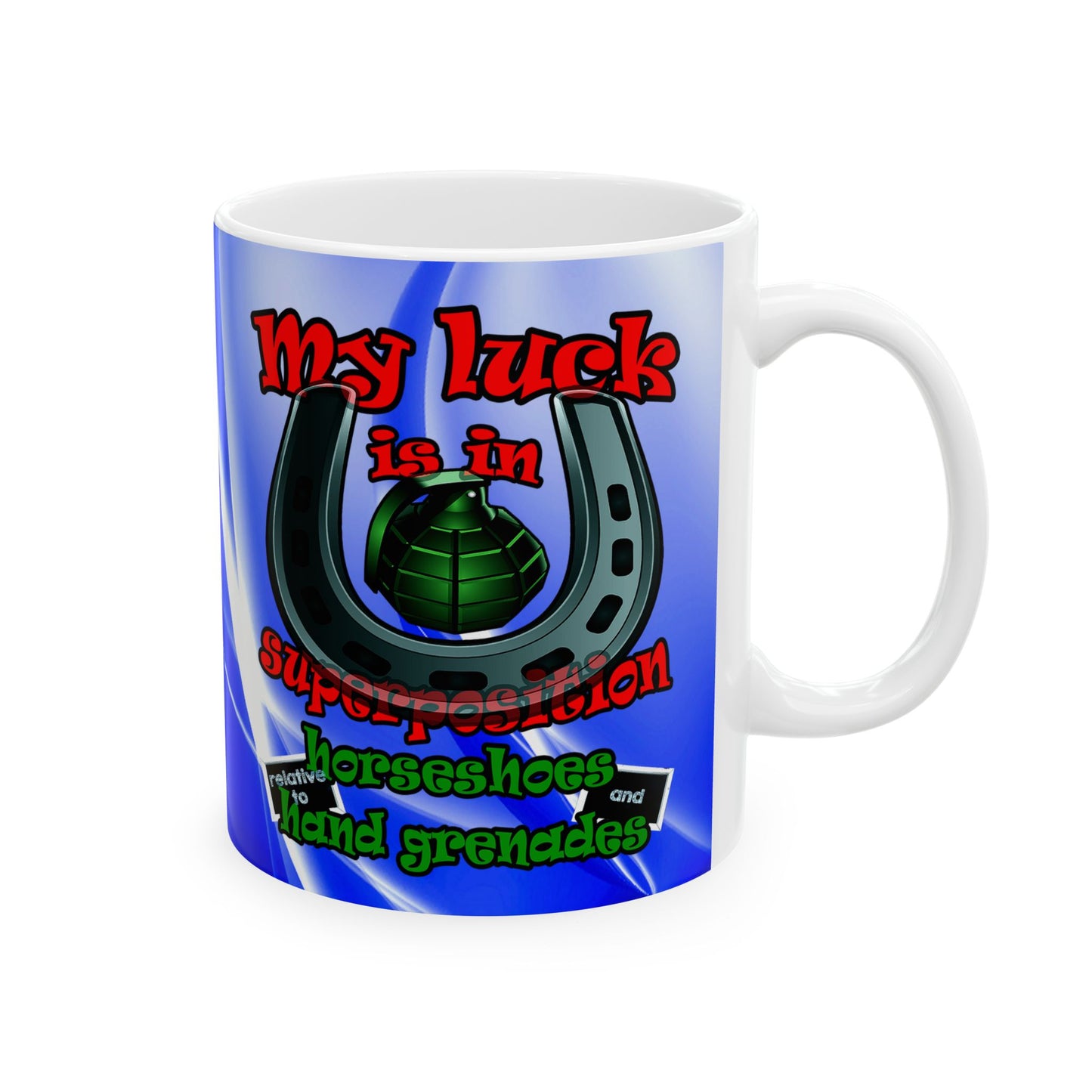 my luck - White Mug (blue-white wave)