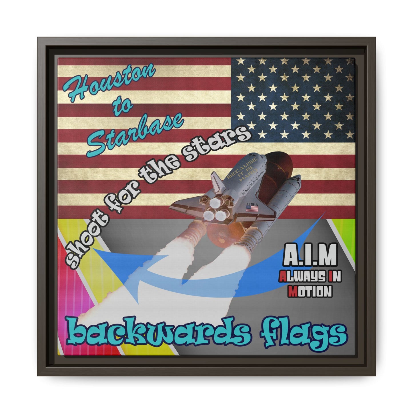 shoot for the stars - framed canvas art (rainbow split)