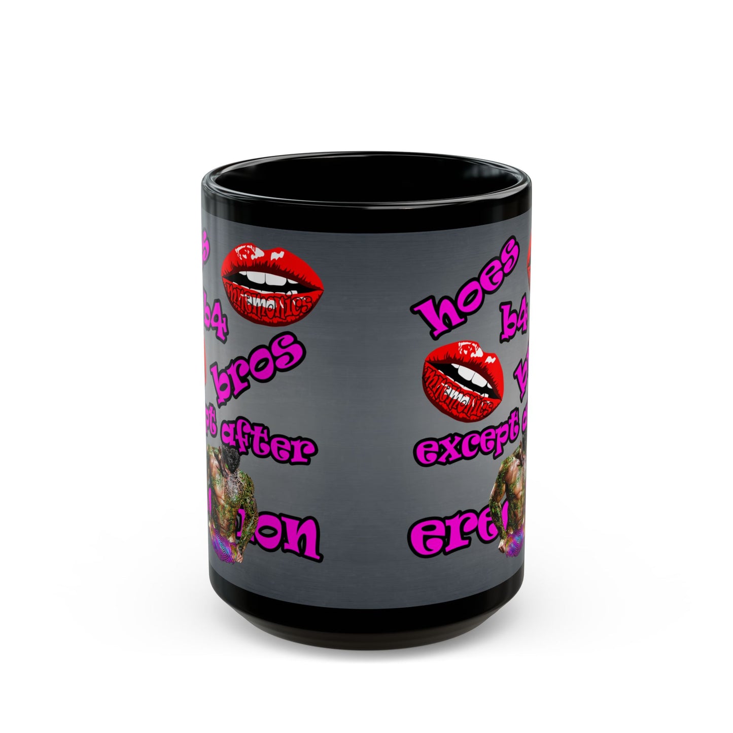 hoes b4 bros - Black Mug (grey-light grey)
