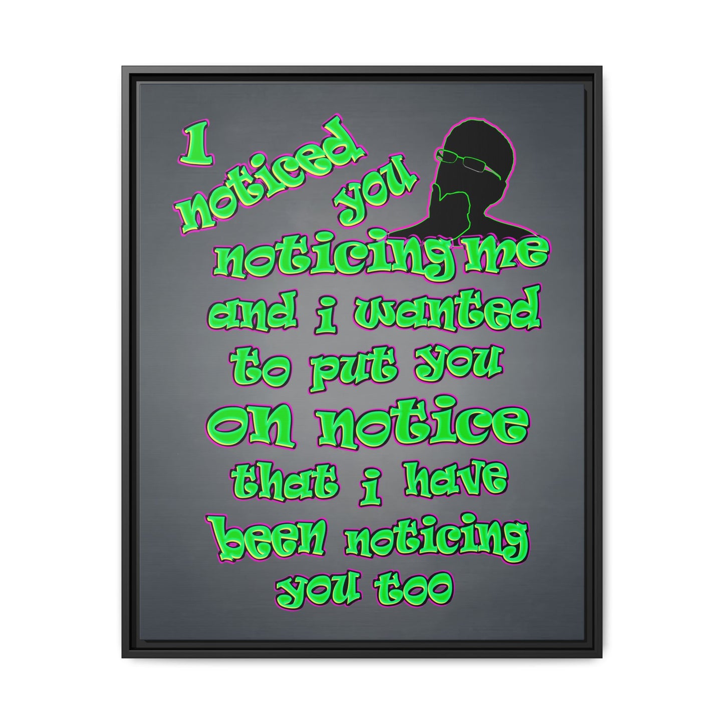 noticed you noticing - framed canvas art (grey-light grey)