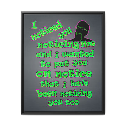 noticed you noticing - framed canvas art (grey-light grey)