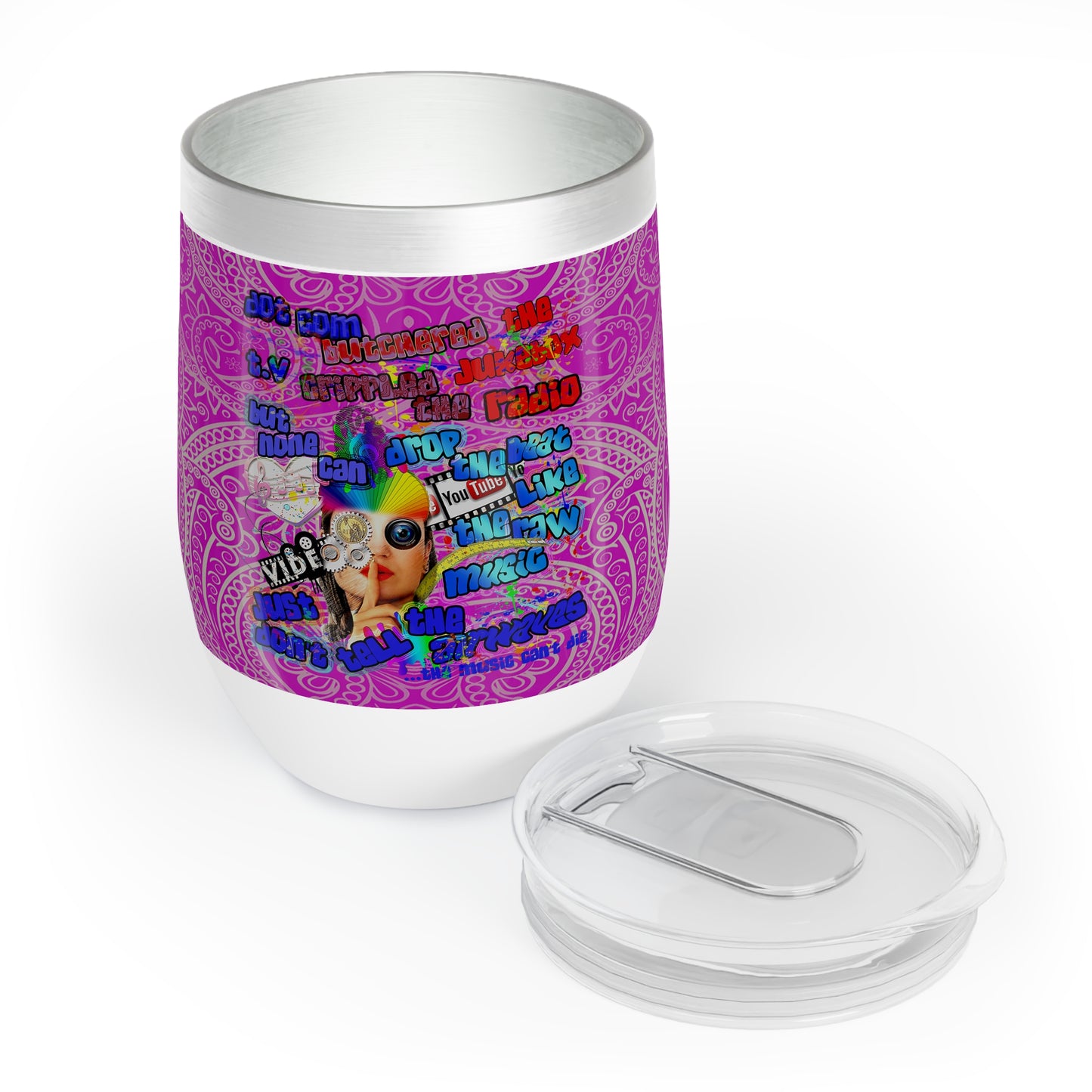 drop the beat - Chill Wine Tumbler  (pink swirl)