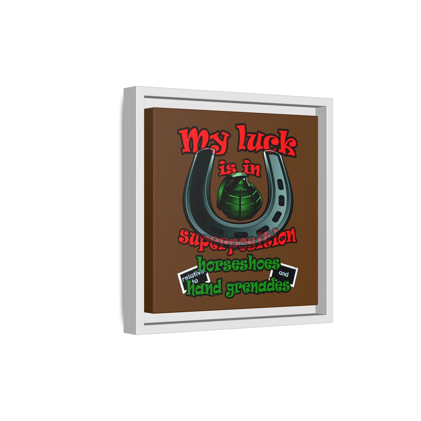 my luck - framed canvas art (brown)