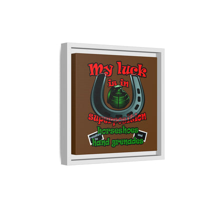my luck - framed canvas art (brown)