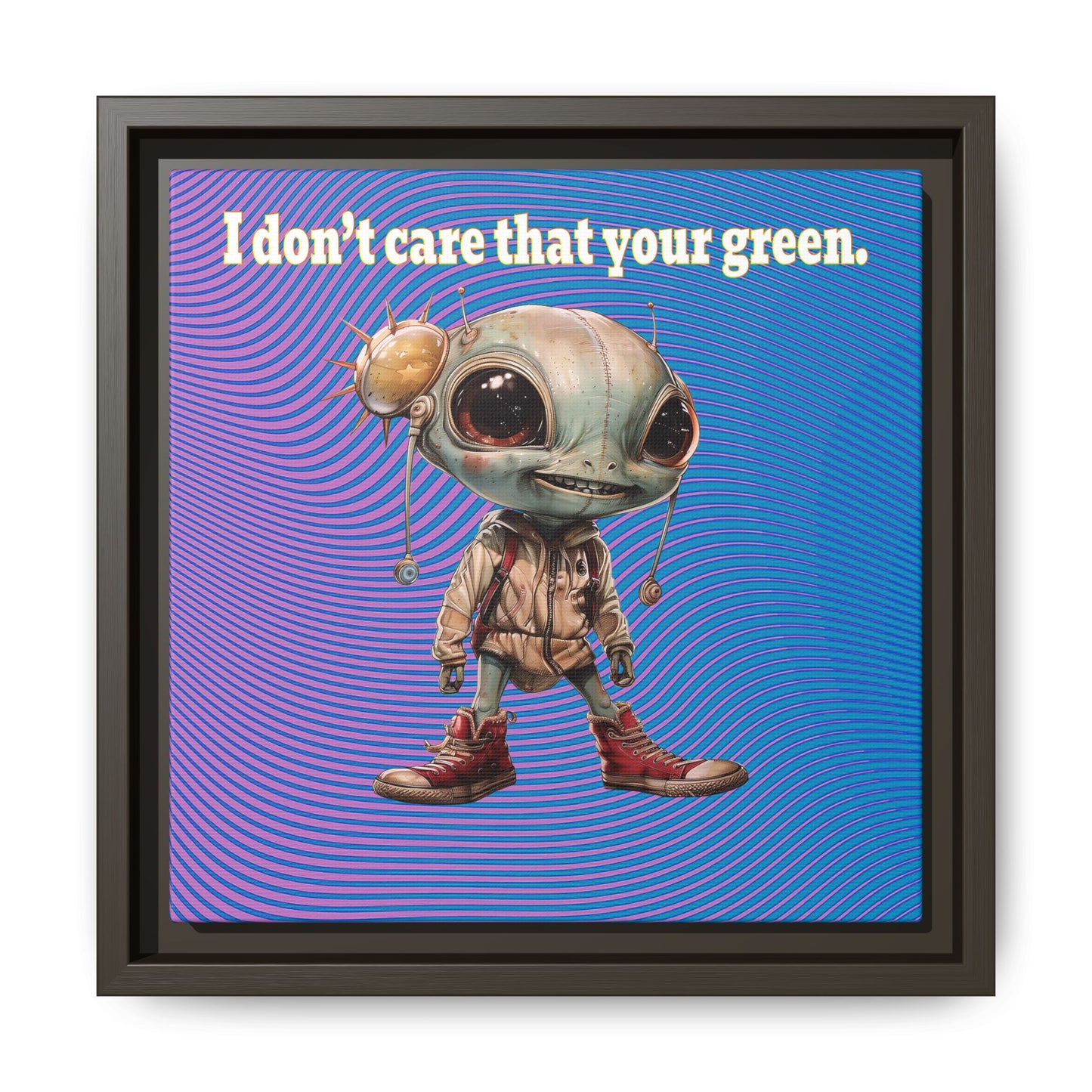 I don't care that your green - framed canvas art (light blue-purple wave)
