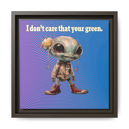 I don't care that your green - framed canvas art (light blue-purple wave)