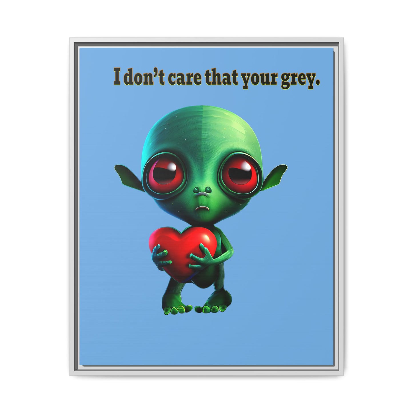 I don't care that your grey - framed canvas art (light blue)