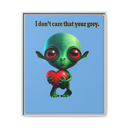 I don't care that your grey - framed canvas art (light blue)