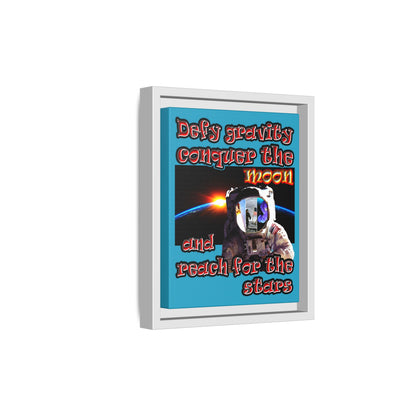 defy conquer reach - framed canvas art (turquoise)