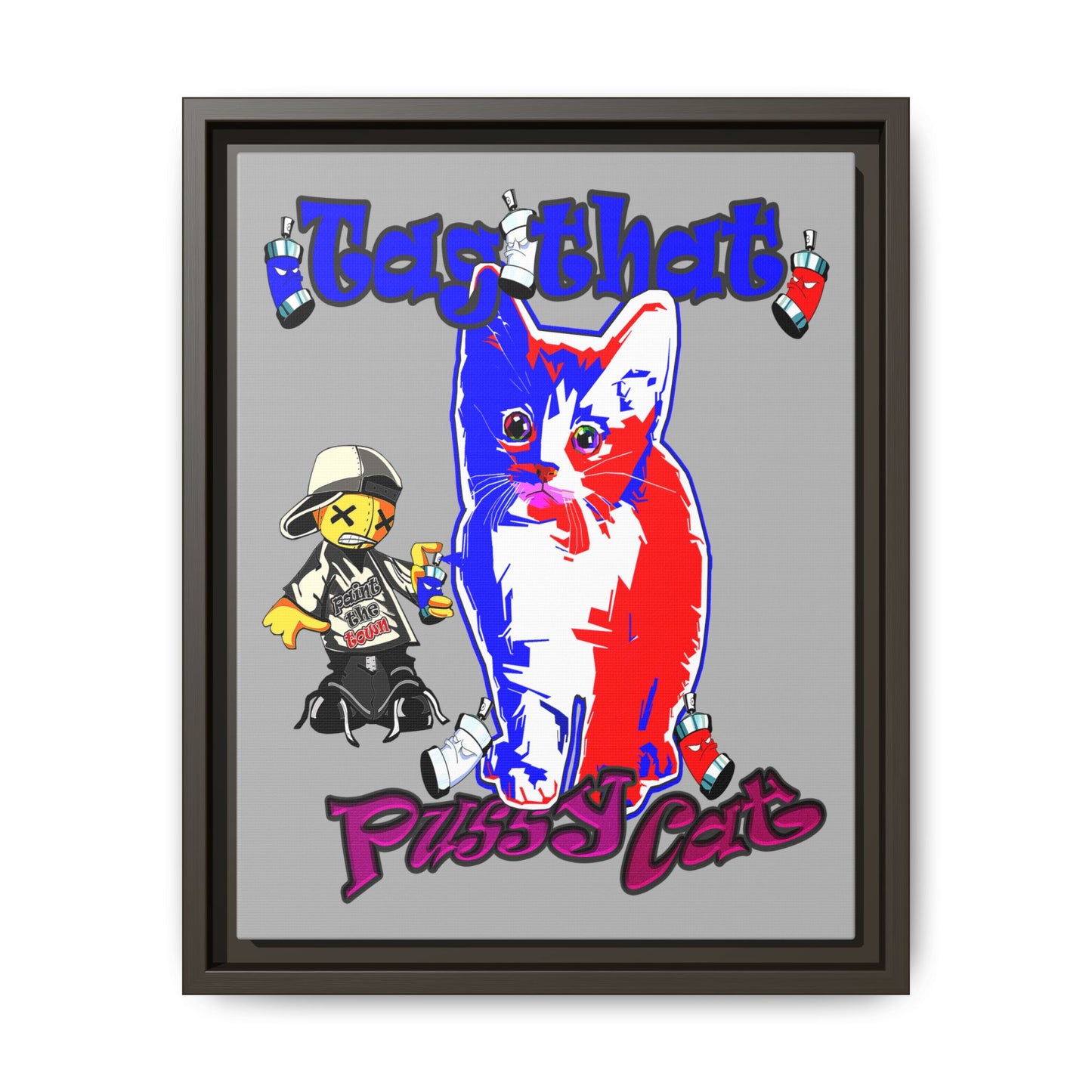 tag that - framed canvas art (light grey)