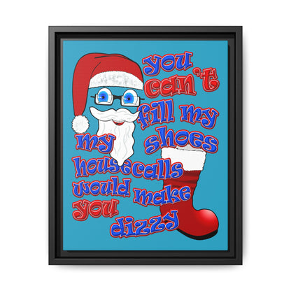 santa's shoes - framed canvas art (turquoise)