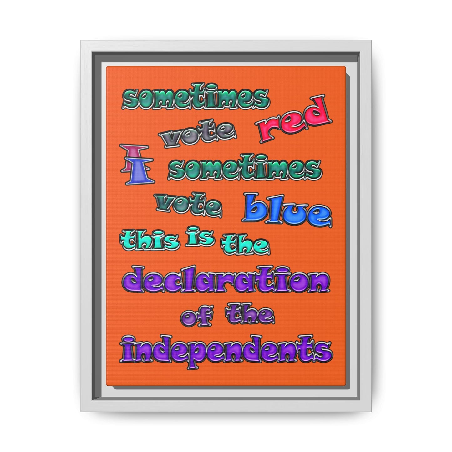 declaration of the independents - framed canvas art (orange)