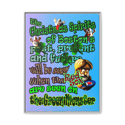 christmas spirits of boston - framed canvas art (light blue-purple wave)