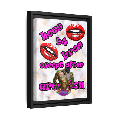 hoes b4 bros - framed canvas art (white marble)