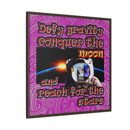defy conquer reach - framed canvas art (pink swirl)
