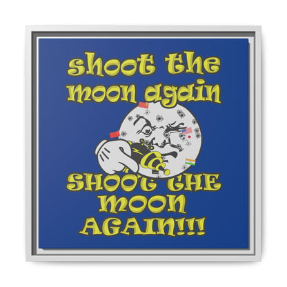 shoot the moon again - framed canvas art (dark blue)