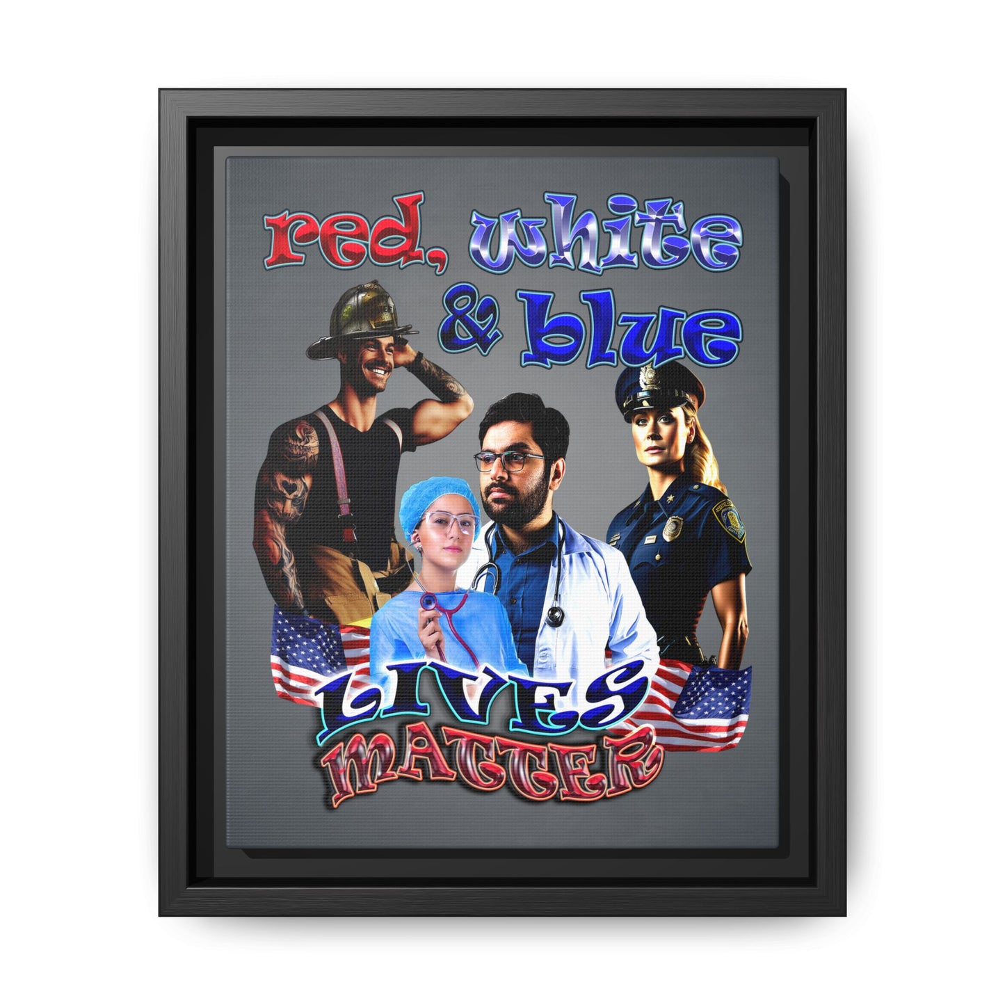 rw&b lives matter - framed canvas art (grey-light grey)