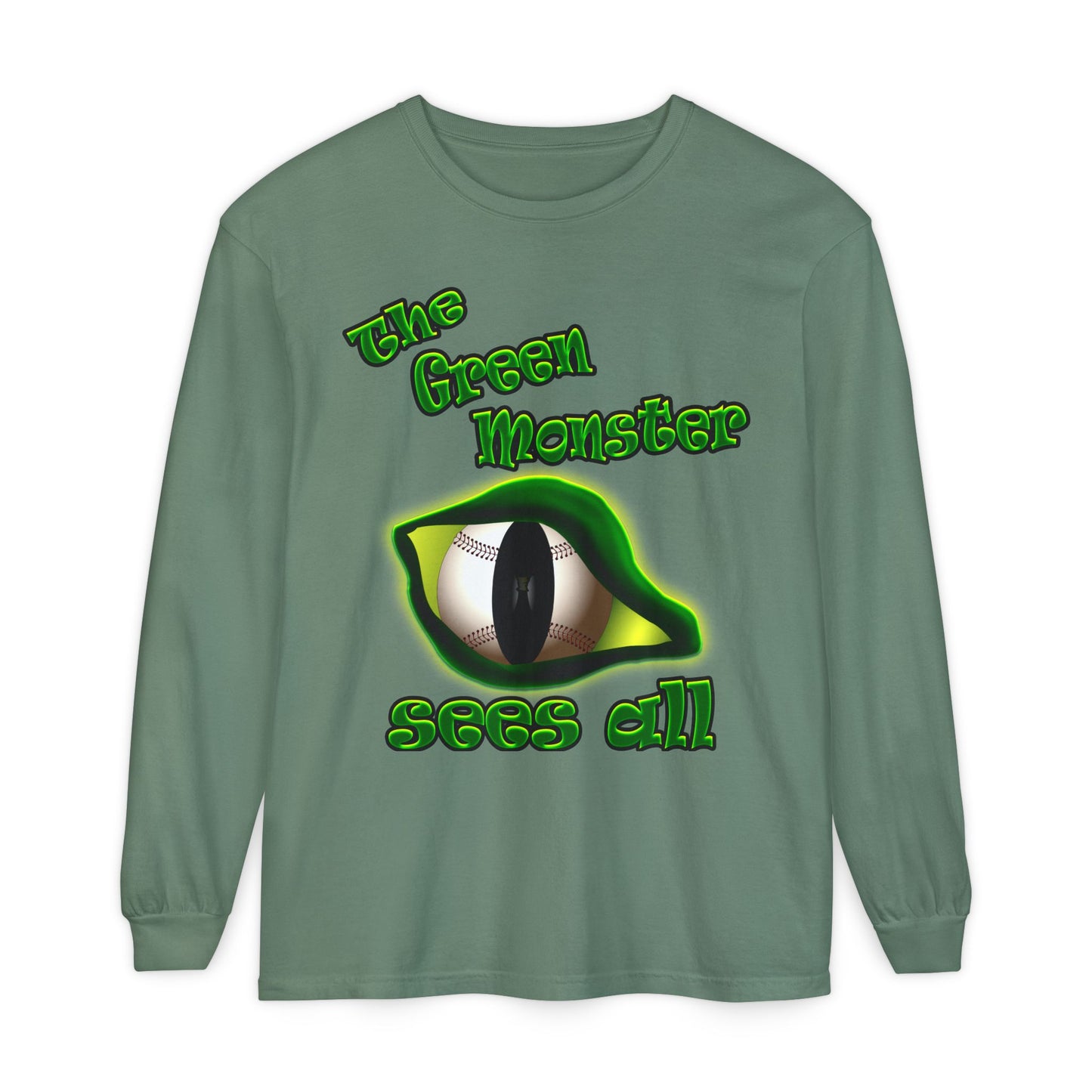 green monster - Unisex Garment-dyed Long Sleeve T-Shirt