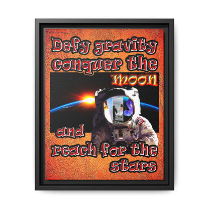 defy conquer reach - framed canvas art (burnt orange)