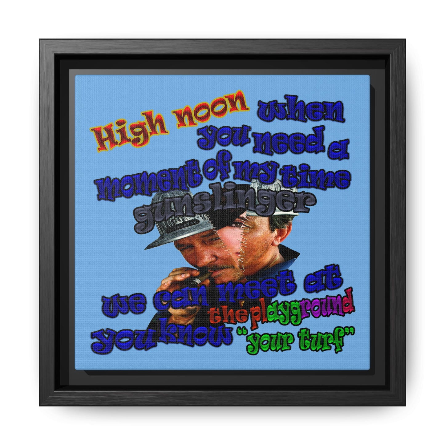 high noon - framed canvas art (light blue)