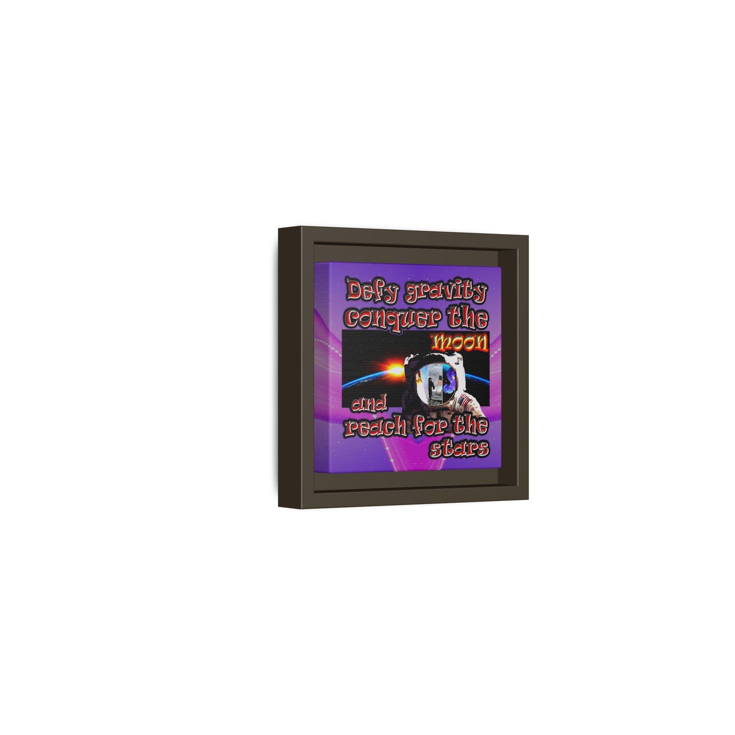 defy conquer reach - framed canvas art (purple-pink wave)