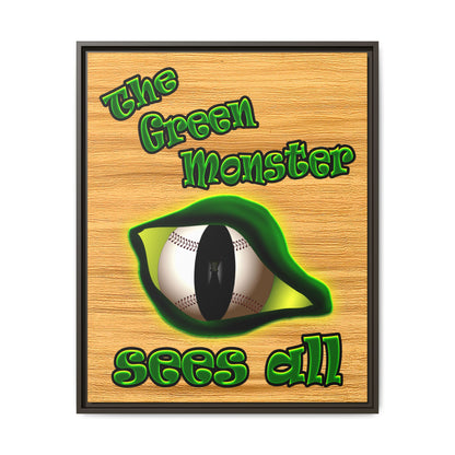 green monster - framed canvas art (butterscotch wood finish)