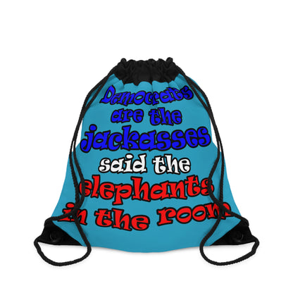 donkeys and elephants - Drawstring Bag (turquoise)