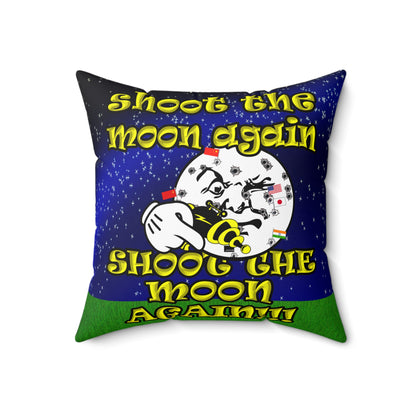 shoot the moon again - Spun Polyester Square Pillow - ('snoops' background)