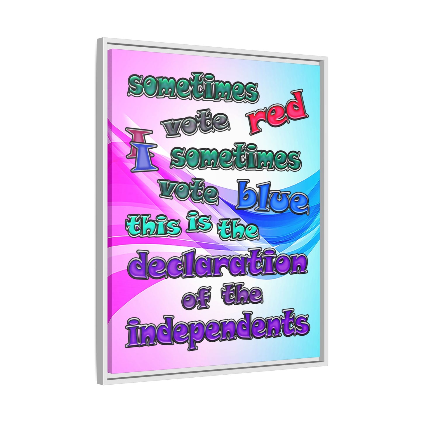 declaration of the independents - framed canvas art (light blue-pink wave)