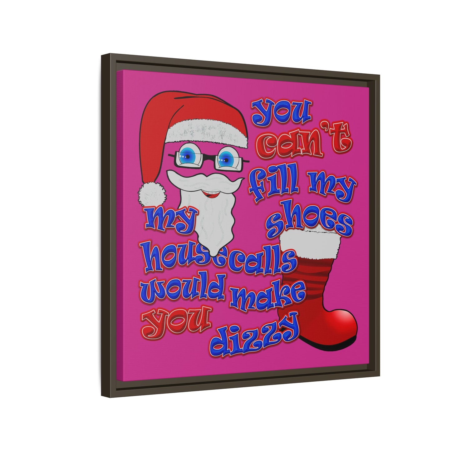 santa's shoes - framed canvas art (pink)
