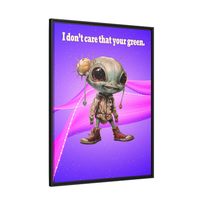 I don't care that your green - framed canvas art (purple-pink wave)