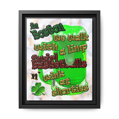 celtics logo - framed canvas art (white marble)