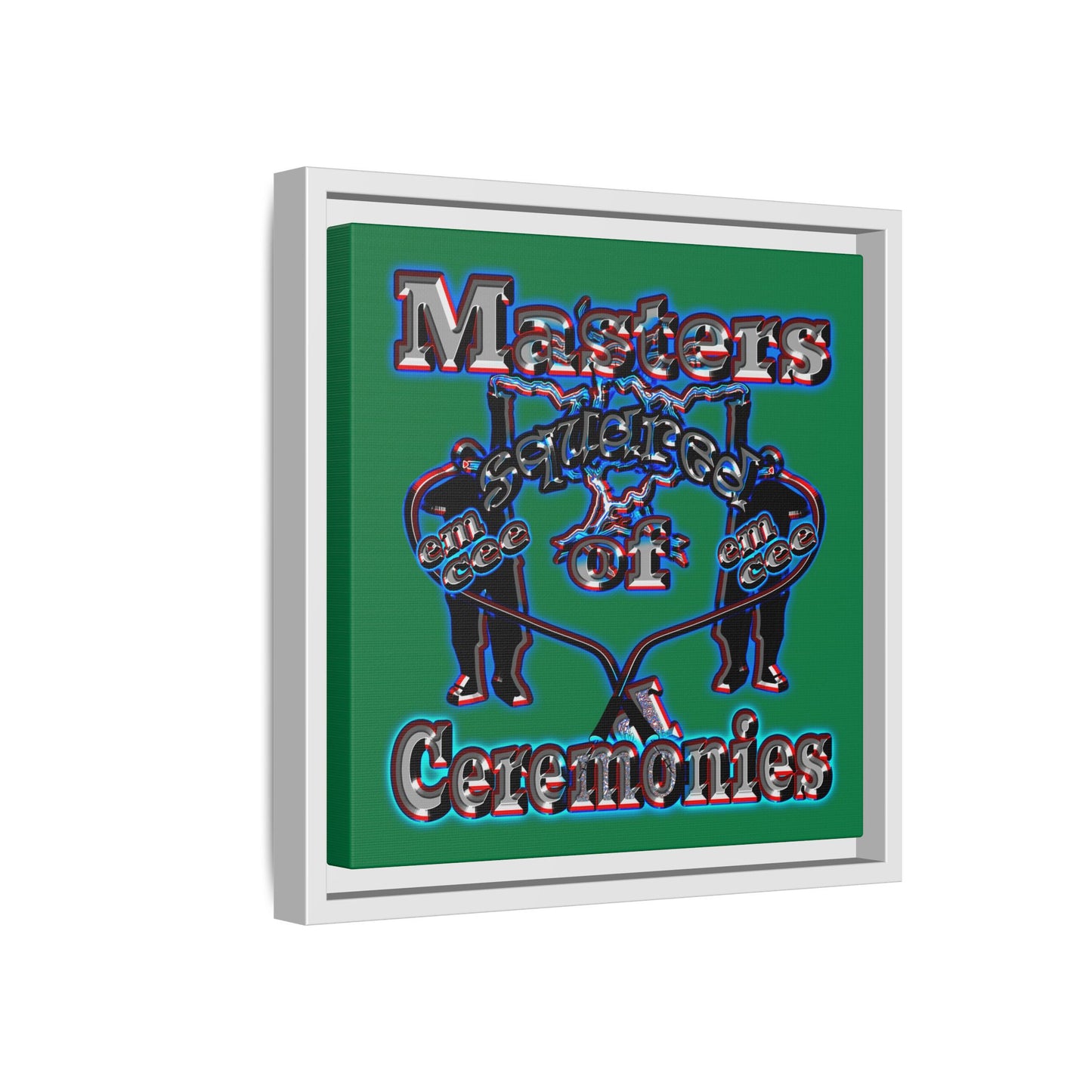 em cee squared - framed canvas art (dark green)