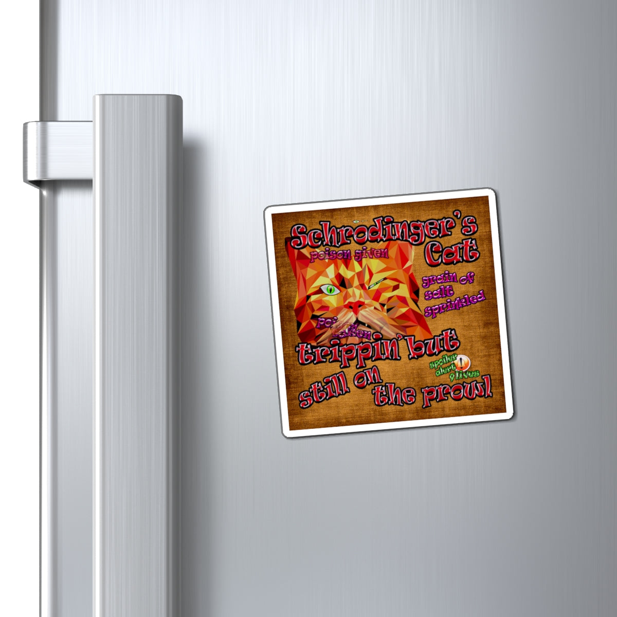 schrodinger's cat - Magnets - (brown papyrus)