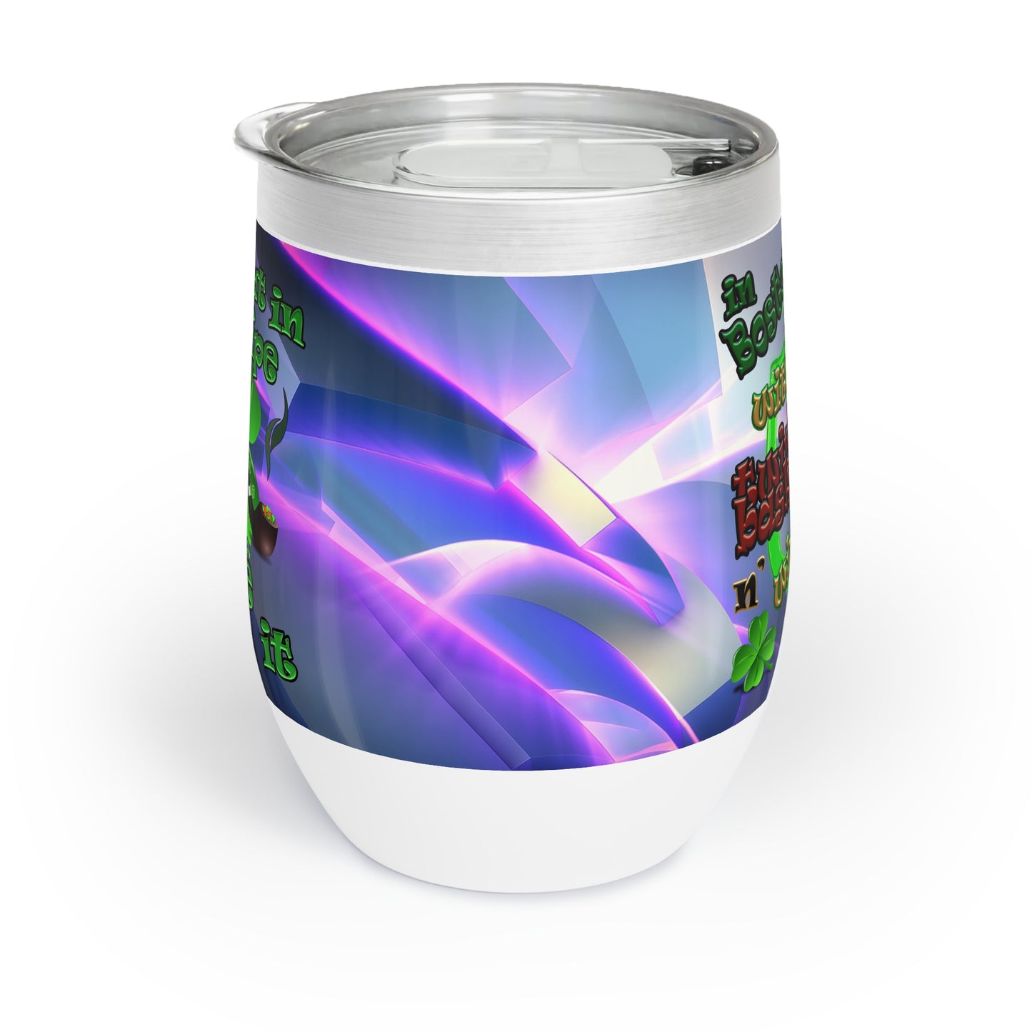 celtics logo - Chill Wine Tumbler (grey-pink wave)