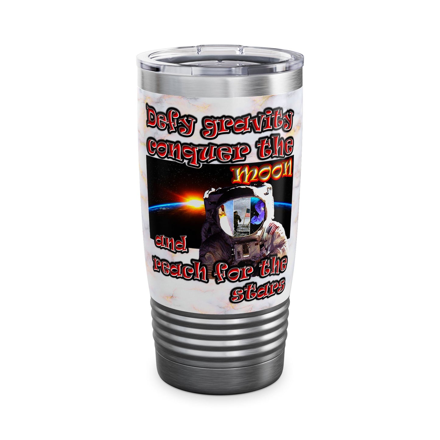 defy conquer reach - Ringneck Tumbler, 20oz (white marble)