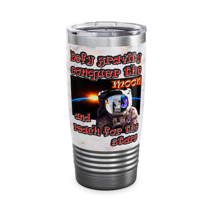 defy conquer reach - Ringneck Tumbler, 20oz (white marble)