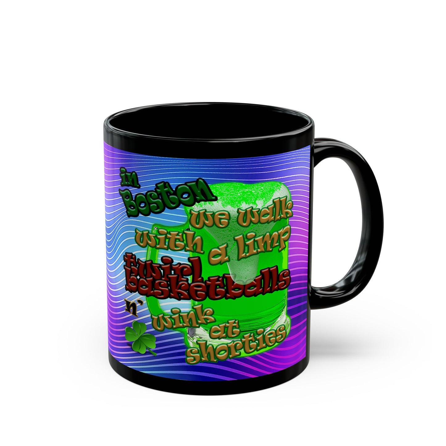celtics logo - Black Mug (purple wave)