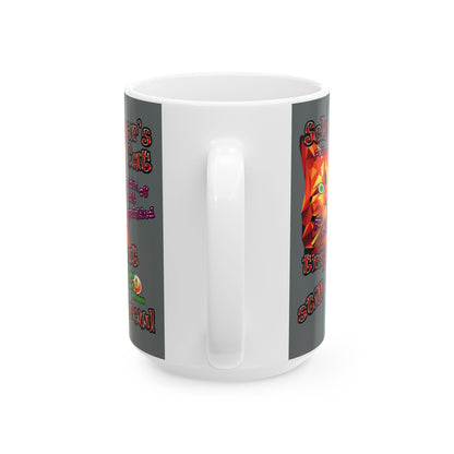 schrodinger's cat - White Mug (dark grey)