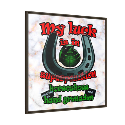 my luck - framed canvas art (white marble)