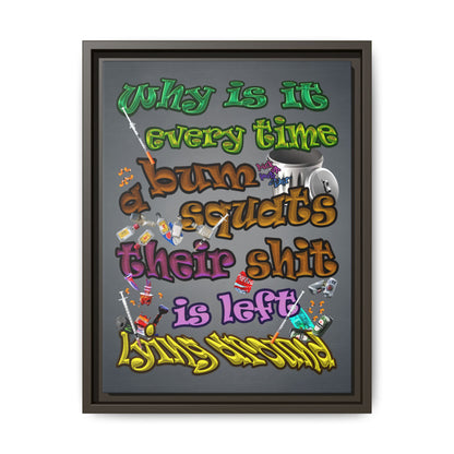 the bum's shit - framed canvas art (grey-light grey)