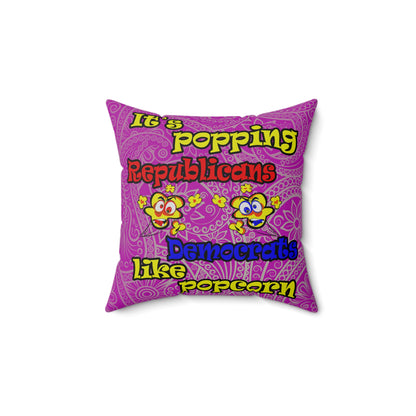 popping like popcorn - Spun Polyester Square Pillow - (pink swirl)