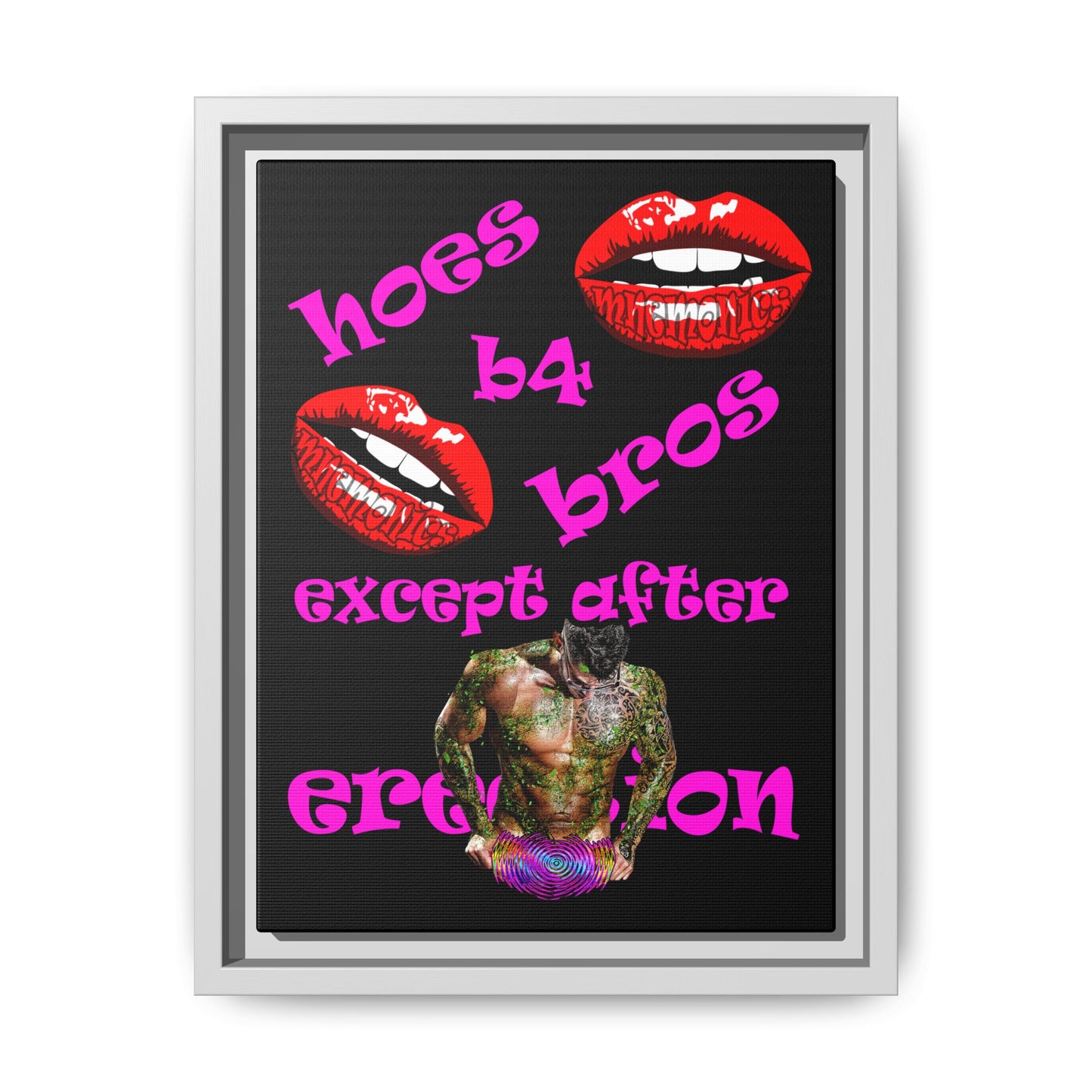 hoes b4 bros - framed canvas art (black)