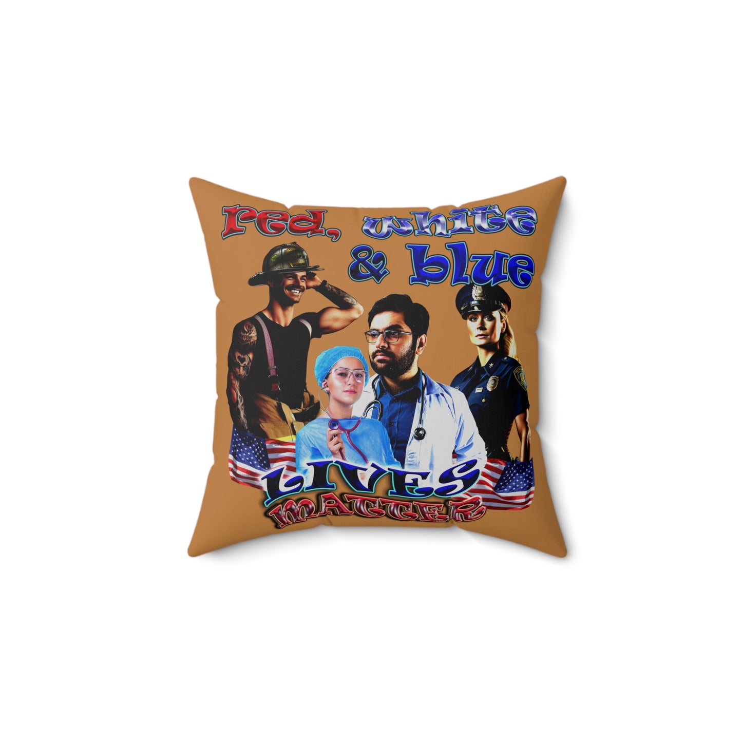 rw&b lives matter - Spun Polyester Square Pillow - (light brown)