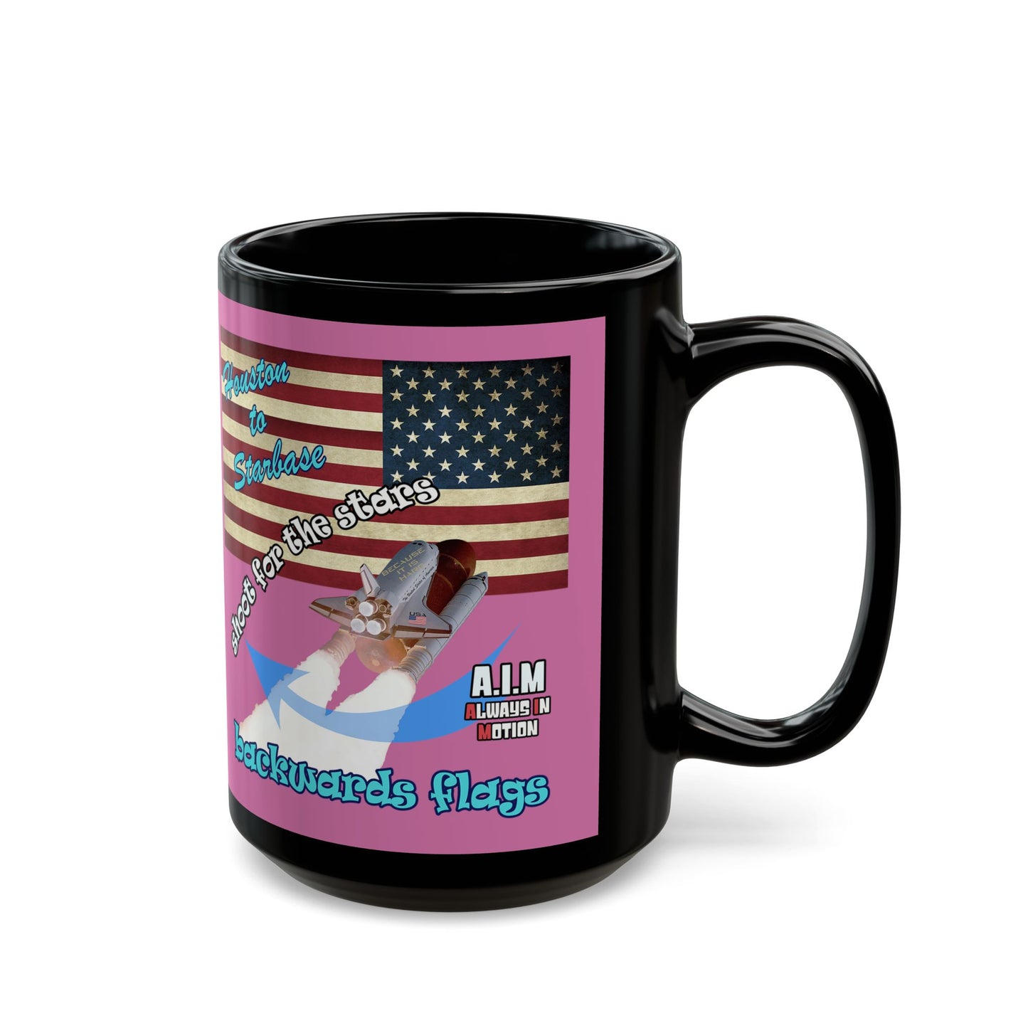 shoot for the stars - Black Mug (light pink)