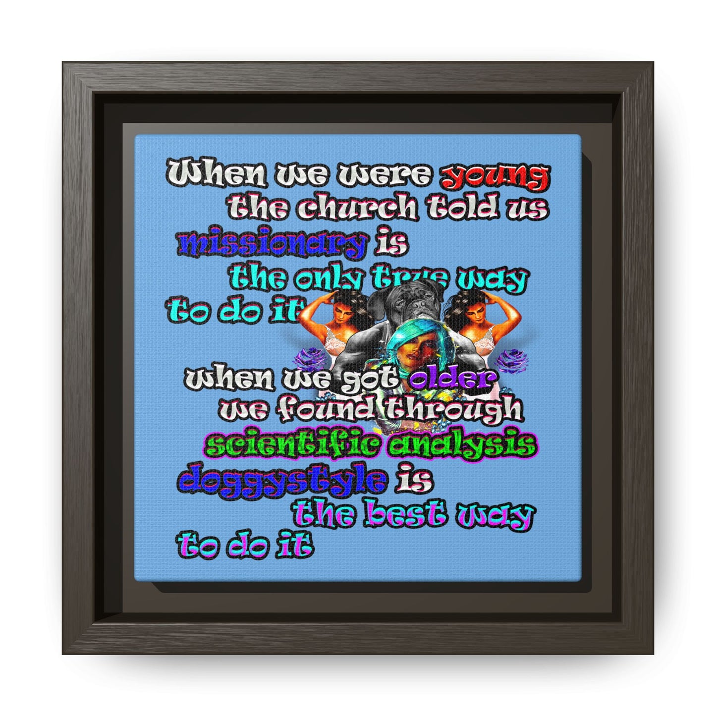 doggystyle - framed canvas art (light blue)