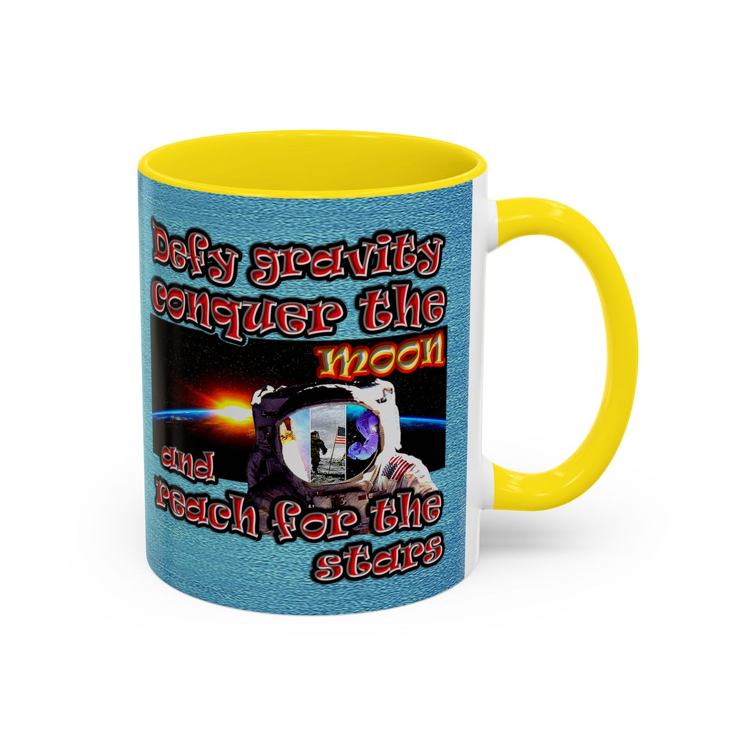defy conquer reach - Accent Mug (faded blue)