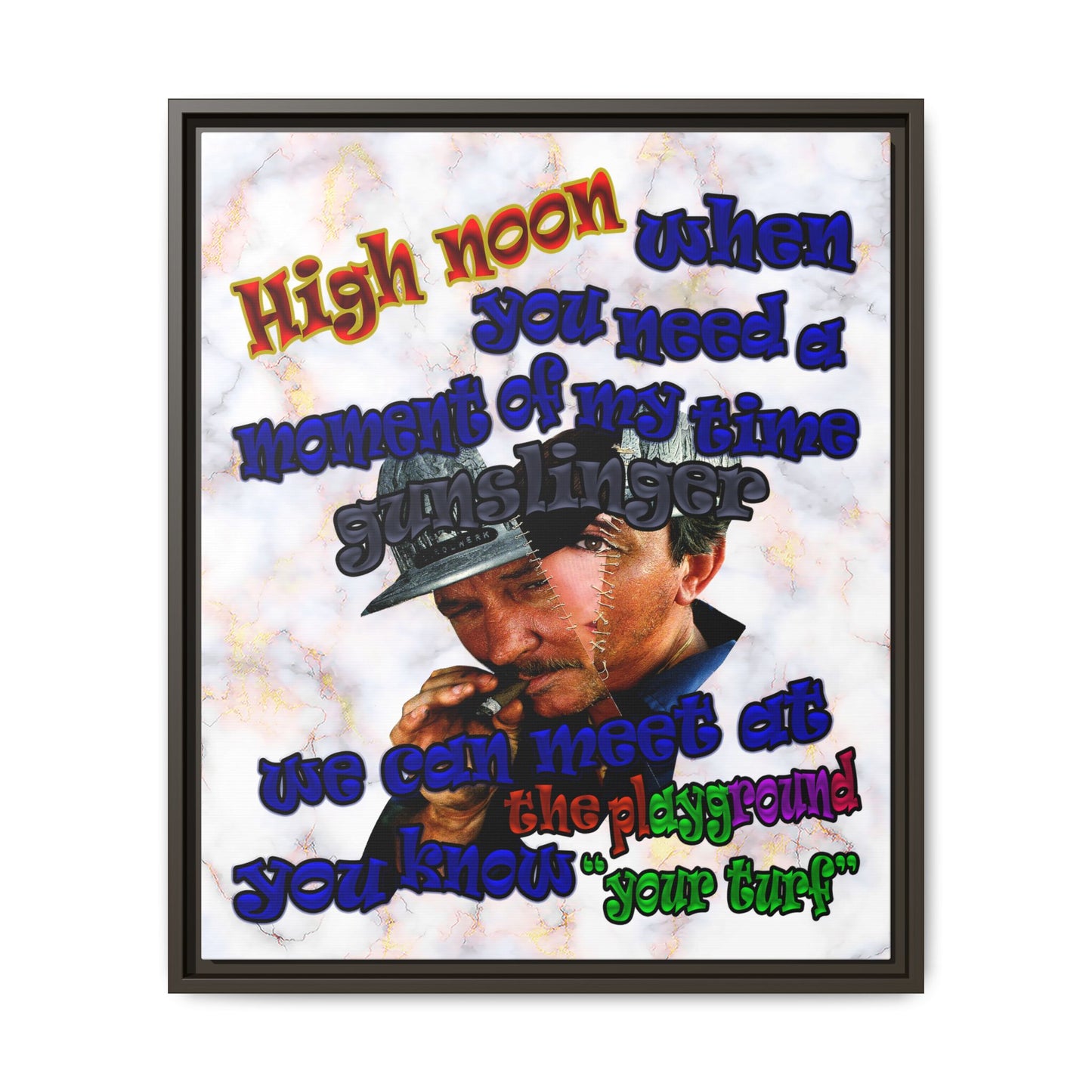 high noon - framed canvas art (white marble)