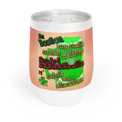 celtics logo - Chill Wine Tumbler (yellow-orange wave)
