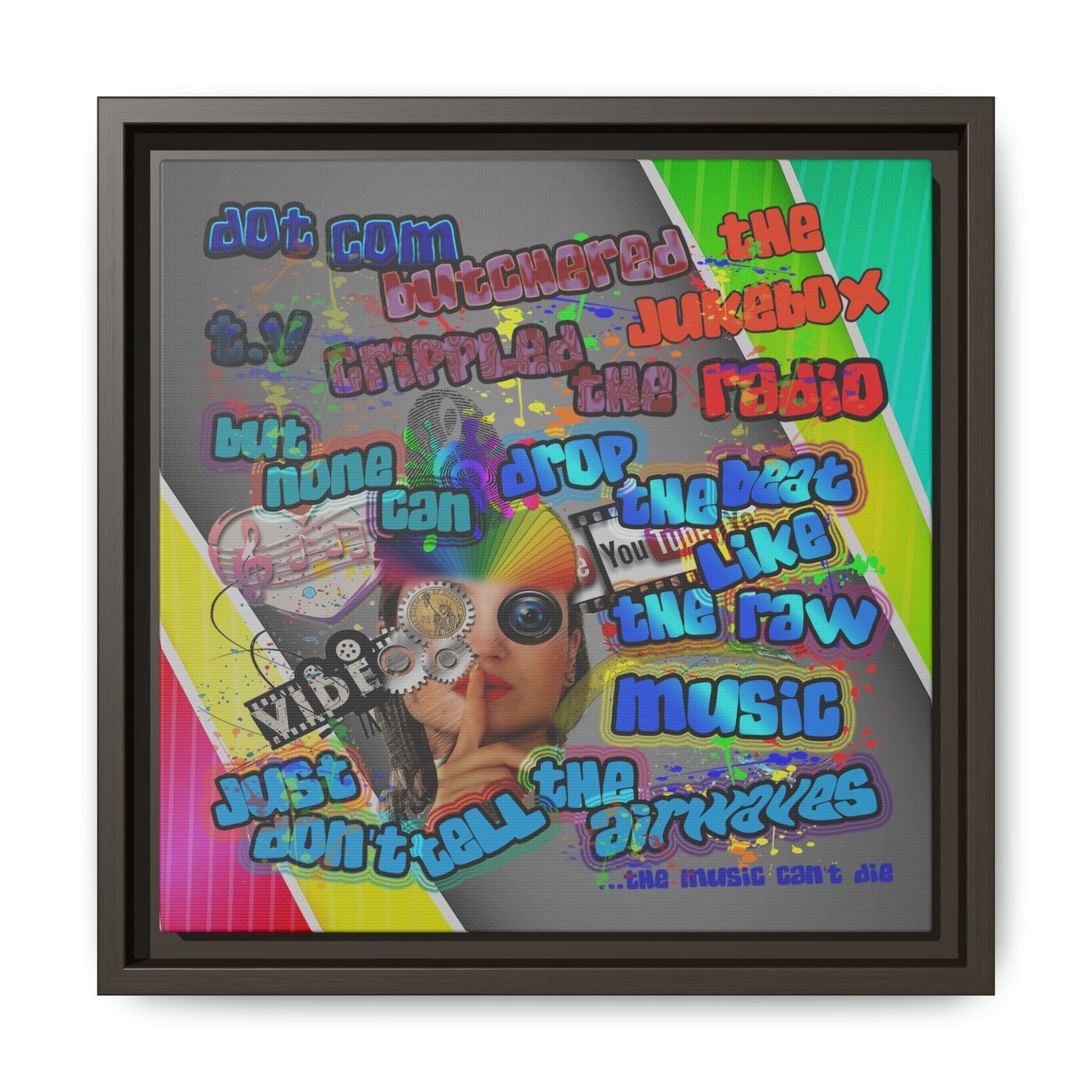 drop the beat - framed canvas art (rainbow split)